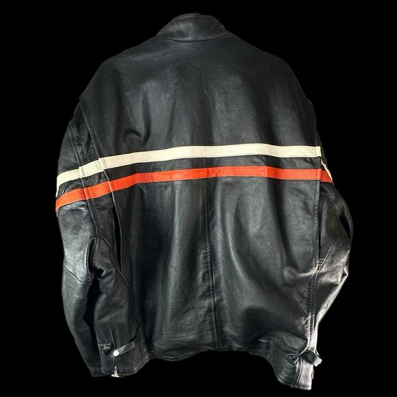 Black BIG & TALL Jamin Leather Jacket Size 56 w/ Zip-out Thermal Liner Striped - Picture 7 of 16